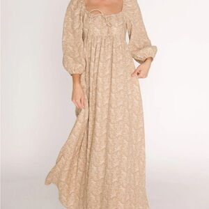 Chic Beige Floral Maxi Dress